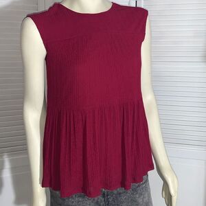 Juicy Couture Cranberry Semi Sheer‎ Double Layered Sleeveless Babydoll Blouse XS